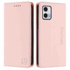 For Motorola Moto G73 RC01 Dual-Folded Magnetic Suction RFID Leather Phone Case(Pink) - 2