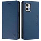 For Motorola Moto G73 RC01 Dual-Folded Magnetic Suction RFID Leather Phone Case(Dark Blue) - 2