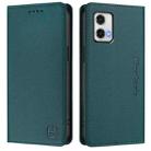 For Motorola Moto G73 RC01 Dual-Folded Magnetic Suction RFID Leather Phone Case(Dark Green) - 2