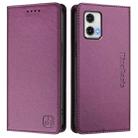 For Motorola Moto G73 RC01 Dual-Folded Magnetic Suction RFID Leather Phone Case(Violet) - 2