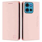 For Motorola Moto G75 5G RC01 Dual-Folded Magnetic Suction RFID Leather Phone Case(Pink) - 2