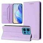 For Motorola Moto G75 5G RC01 Dual-Folded Magnetic Suction RFID Leather Phone Case(Light Purple) - 1