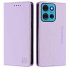 For Motorola Moto G75 5G RC01 Dual-Folded Magnetic Suction RFID Leather Phone Case(Light Purple) - 2