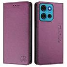 For Motorola Moto G75 5G RC01 Dual-Folded Magnetic Suction RFID Leather Phone Case(Violet) - 2