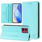 For Motorola Moto G84 RC01 Dual-Folded Magnetic Suction RFID Leather Phone Case(Mint Green) - 1