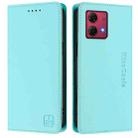 For Motorola Moto G84 RC01 Dual-Folded Magnetic Suction RFID Leather Phone Case(Mint Green) - 2