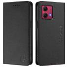 For Motorola Moto G84 RC01 Dual-Folded Magnetic Suction RFID Leather Phone Case(Black) - 2