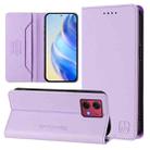 For Motorola Moto G84 RC01 Dual-Folded Magnetic Suction RFID Leather Phone Case(Light Purple) - 1