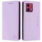 For Motorola Moto G84 RC01 Dual-Folded Magnetic Suction RFID Leather Phone Case(Light Purple) - 2