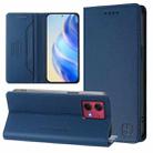 For Motorola Moto G84 RC01 Dual-Folded Magnetic Suction RFID Leather Phone Case(Dark Blue) - 1