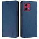 For Motorola Moto G84 RC01 Dual-Folded Magnetic Suction RFID Leather Phone Case(Dark Blue) - 2