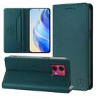 For Motorola Moto G84 RC01 Dual-Folded Magnetic Suction RFID Leather Phone Case(Dark Green) - 1