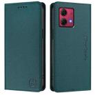 For Motorola Moto G84 RC01 Dual-Folded Magnetic Suction RFID Leather Phone Case(Dark Green) - 2