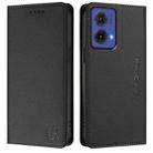 For Motorola Moto G85 RC01 Dual-Folded Magnetic Suction RFID Leather Phone Case(Black) - 2