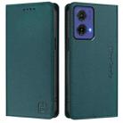 For Motorola Moto G85 RC01 Dual-Folded Magnetic Suction RFID Leather Phone Case(Dark Green) - 2