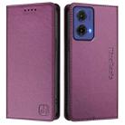 For Motorola Moto G85 RC01 Dual-Folded Magnetic Suction RFID Leather Phone Case(Violet) - 2