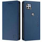 For Motorola One 5G Ace RC01 Dual-Folded Magnetic Suction RFID Leather Phone Case(Dark Blue) - 2