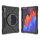 For Samsung Galaxy Tab S9 / Galaxy Tab S8 / Galaxy Tab S7 (2020) T870 Shockproof Colorful Silicone + PC Protective Case with Holder & Shoulder Strap & Hand Strap & Pen Slot(Black) - 2