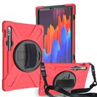 For Samsung Galaxy Tab S9 / Galaxy Tab S8 / Galaxy Tab S7 (2020) T870 Shockproof Colorful Silicone + PC Protective Case with Holder & Shoulder Strap & Hand Strap & Pen Slot(Red) - 1
