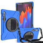 For Samsung Galaxy Tab S9 / Galaxy Tab S8 / Galaxy Tab S7 (2020) T870 Shockproof Colorful Silicone + PC Protective Case with Holder & Shoulder Strap & Hand Strap & Pen Slot(Blue) - 1