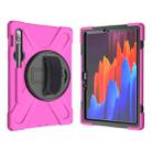 For Samsung Galaxy Tab S9 / Galaxy Tab S8 / Galaxy Tab S7 (2020) T870 Shockproof Colorful Silicone + PC Protective Case with Holder & Shoulder Strap & Hand Strap & Pen Slot(Rose Red) - 2