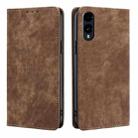 For Fujitsu Arrows We2 RFID Anti-theft Brush Magnetic Leather Phone Case(Brown) - 1