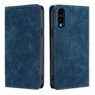 For Fujitsu Arrows We2 RFID Anti-theft Brush Magnetic Leather Phone Case(Blue) - 1