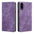 For Fujitsu Arrows We2 RFID Anti-theft Brush Magnetic Leather Phone Case(Purple) - 1