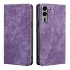 For Fujitsu Arrows We2 Plus RFID Anti-theft Brush Magnetic Leather Phone Case(Purple) - 1