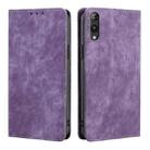 For Rakuten Hand 5G RFID Anti-theft Brush Magnetic Leather Phone Case(Purple) - 1