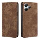 For Redmi 13 4G RFID Anti-theft Brush Magnetic Leather Phone Case(Brown) - 1