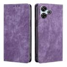 For Redmi 13 4G RFID Anti-theft Brush Magnetic Leather Phone Case(Purple) - 1