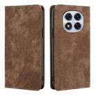 For Redmi Note 14 Pro 5G RFID Anti-theft Brush Magnetic Leather Phone Case(Brown) - 1