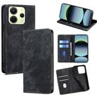 For Redmi Note 14 4G 163.25mm RFID Anti-theft Brush Magnetic Leather Phone Case(Black) - 1