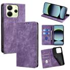 For Redmi Note 14 4G 163.25mm RFID Anti-theft Brush Magnetic Leather Phone Case(Purple) - 1