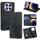 For Redmi Note 14 Pro 4G RFID Anti-theft Brush Magnetic Leather Phone Case(Black) - 1