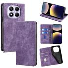 For Redmi Note 14 Pro 4G RFID Anti-theft Brush Magnetic Leather Phone Case(Purple) - 1