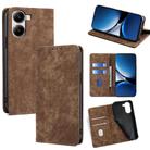 For Redmi Turbo 4 RFID Anti-theft Brush Magnetic Leather Phone Case(Brown) - 1
