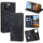 For Redmi Note 14 4G 164.84mm RFID Anti-theft Brush Magnetic Leather Phone Case(Black) - 1