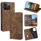 For Redmi Note 14 4G 164.84mm RFID Anti-theft Brush Magnetic Leather Phone Case(Brown) - 1