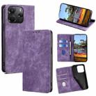 For Redmi Note 14 4G 164.84mm RFID Anti-theft Brush Magnetic Leather Phone Case(Purple) - 1