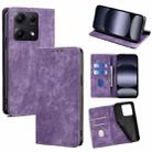 For Redmi Note 14S 4G RFID Anti-theft Brush Magnetic Leather Phone Case(Purple) - 1