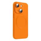 For iPhone 15 CD Texture MagSafe Liquid Silicone Phone Case(Orange) - 1