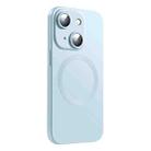 For iPhone 15 CD Texture MagSafe Liquid Silicone Phone Case(Light Grey Blue) - 1