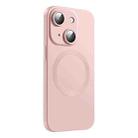 For iPhone 15 CD Texture MagSafe Liquid Silicone Phone Case(Light Pink) - 1