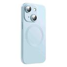 For iPhone 15 Plus CD Texture MagSafe Liquid Silicone Phone Case(Light Grey Blue) - 1