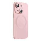 For iPhone 15 Plus CD Texture MagSafe Liquid Silicone Phone Case(Light Pink) - 1