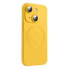 For iPhone 15 Plus CD Texture MagSafe Liquid Silicone Phone Case(Lemon Yellow) - 1