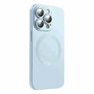 For iPhone 15 Pro CD Texture MagSafe Liquid Silicone Phone Case(Light Grey Blue) - 1