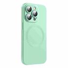 For iPhone 15 Pro Max CD Texture MagSafe Liquid Silicone Phone Case(Mint Green) - 1